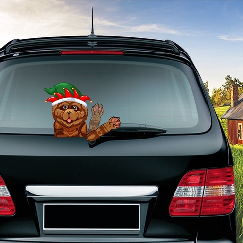 Chow Chow Waving Wiper Decals PVC Car Stickers