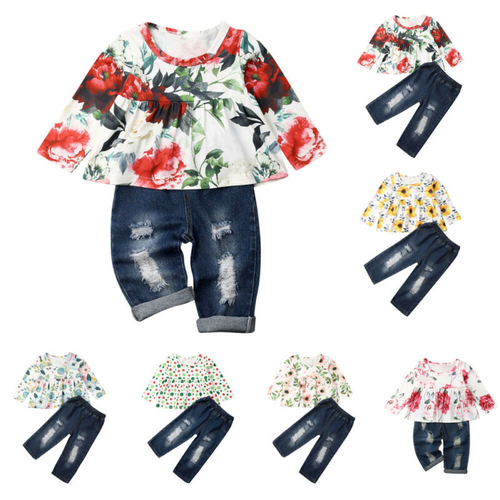 1 6Y Toddler Kids Baby Girl Clothes Sets Flowers