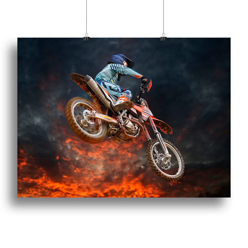 Jumping motocross rider Canvas Print or Poster