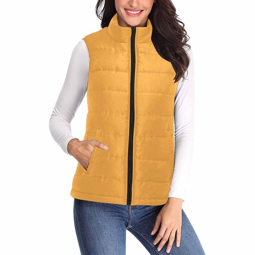 Womens Puffer Vest Jacket / Yellow Orange