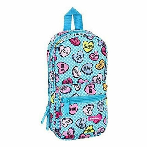 Backpack Pencil Case Safta Sweet Heart Blue (33 Pieces)