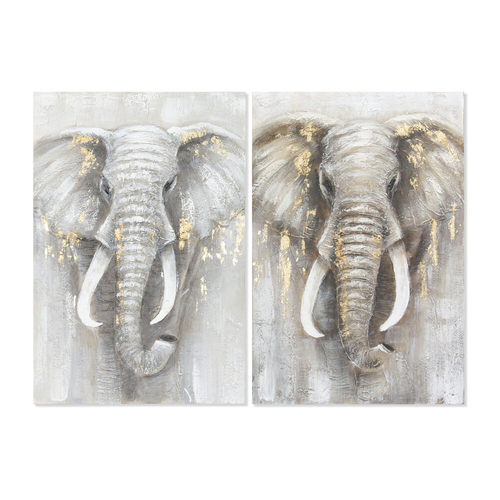 Painting DKD Home Decor Elephant 60 x 3 x 90 cm Colonial (2 Units)