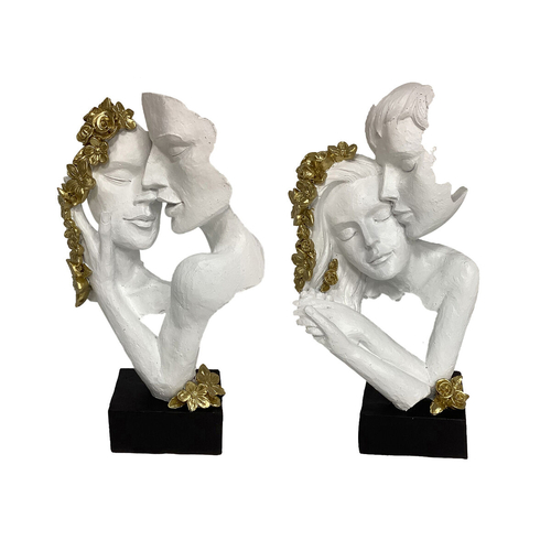 Decorative Figure DKD Home Decor 16 x 8,5 x 30 cm Golden White Pair (2