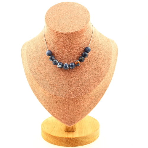 Blue jasper 8 mm 10 beads necklace.