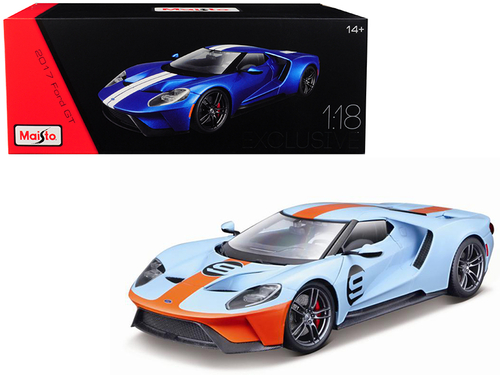2017 Ford GT #9 Light Blue with Orange Stripe \Exclusive Edition\"