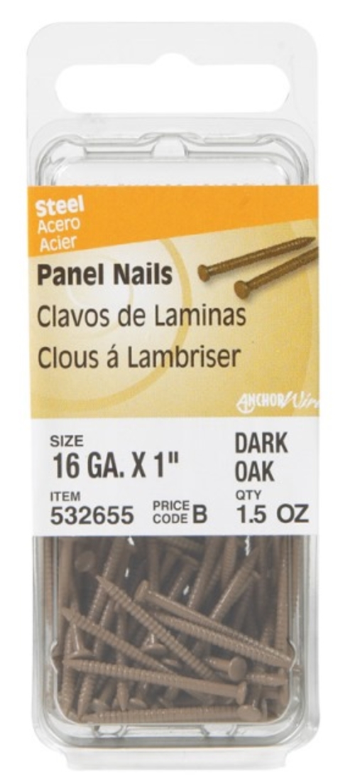 Hillman 532655 1.5 oz Panel Nails  Dark Oak - 1 in. - pack of 6