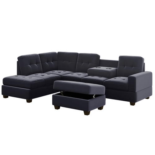 Modern Sectional Sofa with Reversible Chaise, L Shaped Couch Set with