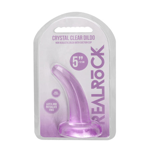 RealRock Crystal Clear Non-Realistic 5 in. Curved Dildo With Suction