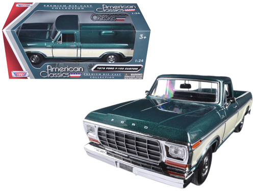 1979 Ford F-150 Pickup Truck Green Metallic and Cream 1/24 Diecast