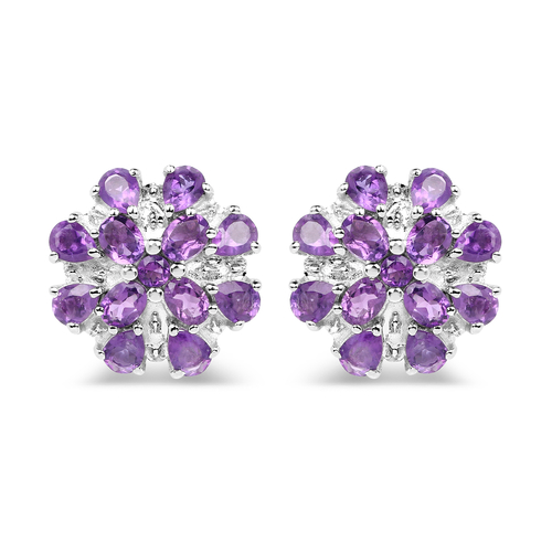 3.80 Carat Genuine Amethyst .925 Sterling Silver Earrings