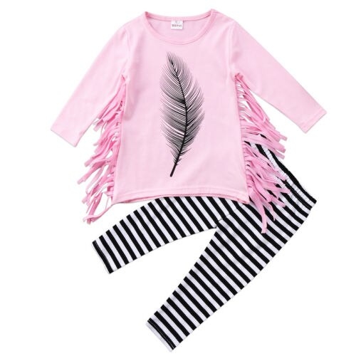 Toddler Kids Baby Girls Long Sleeve Tassel Top