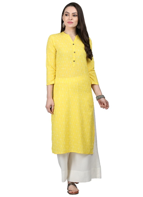 Yellow Color Cotton Kurti