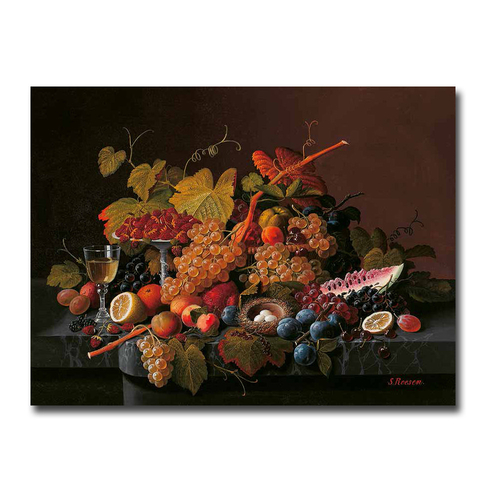 Artistic Home Gallery 1216A486SAG Still life with Fruit & Birds Nest b