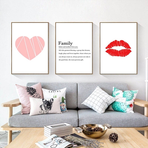 Scandinavian Posters And Prints Pink Heart Canvas