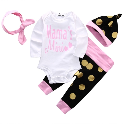 2017 4 pcs Set Newborn Infant Baby Girls Letter