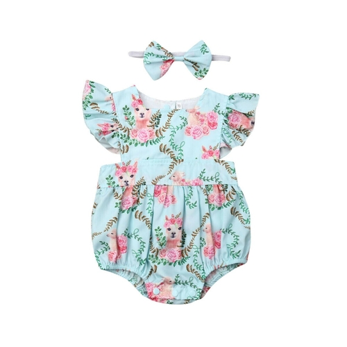 Newborn Baby Girl Boys Flower Cotton Bodysuit