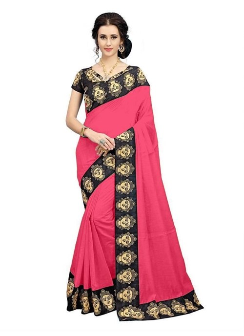 Generic Women's Chiffon Saree (Peach, 5-6 Mtrs)