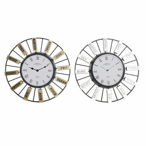 Wall Clock DKD Home Decor 40 x 6,4 x 40 cm Crystal Silver Golden Iron