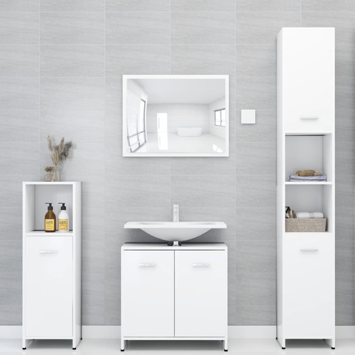 4 Piece Bathroom Furniture Set White Chipboard
