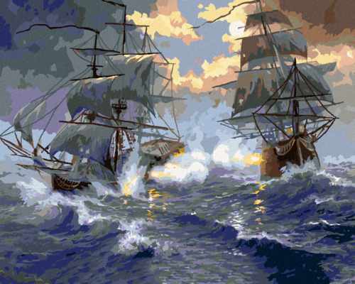 Paint by Numbers - BATTLE OF THE BOATS ON A STORMY SEA (ABRAHAM