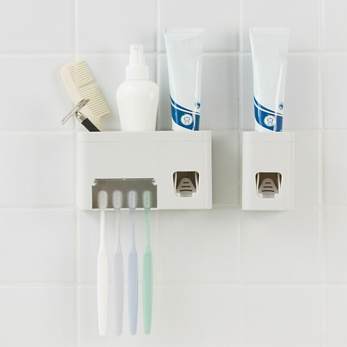 Toothbrush Rack Wall Mounted Toothpaste Dispenser