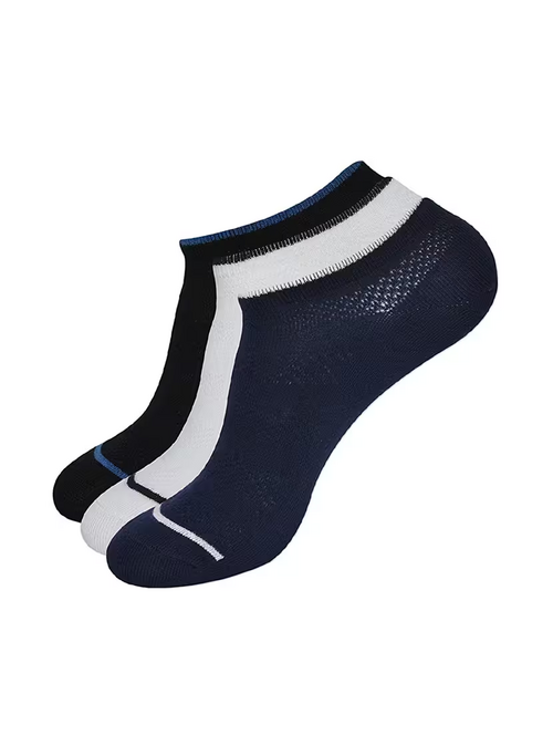 set of 3 multi colored cotton ankle length sock