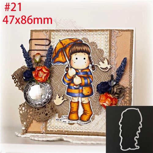 Umbrella Girls Metal Cutting Dies+Clear stamps