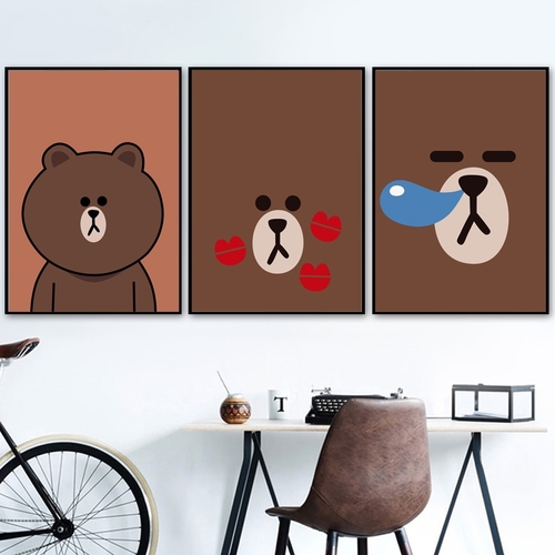 Sleeping Brown Bear Animal Nordic Posters