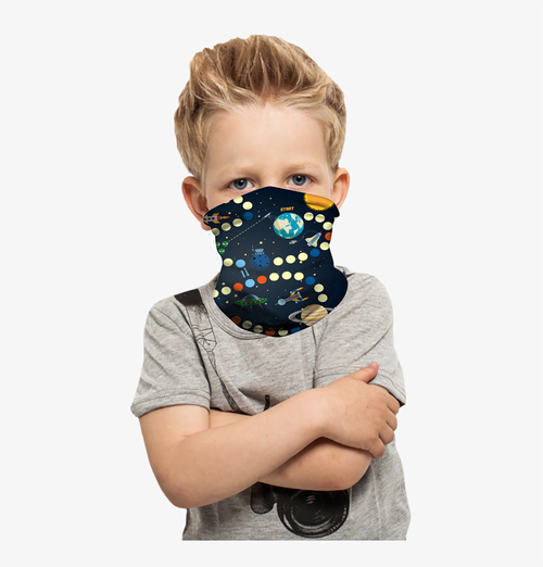 Neck Gaiter/Balaclava/ Scarf Headband & Face Mask For Kids (Space)