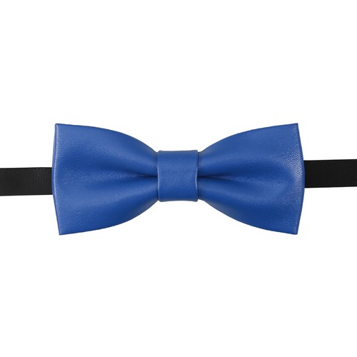 Plain Faux Leather Pre-Tied Bow Tie - Royal Blue