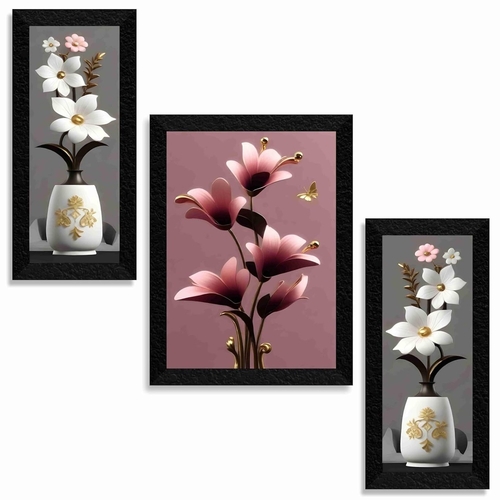 Flower pot wall painting for Wall Decoration - Set Of 3
