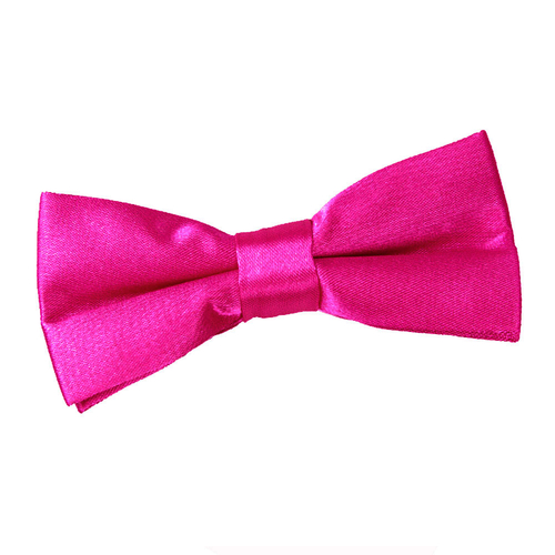 Plain Satin Pre-Tied Bow Tie - Boys - Hot Pink