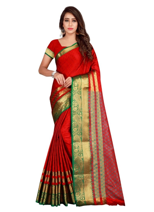 Generic Women's Cotton, Silk Saree with Blouse