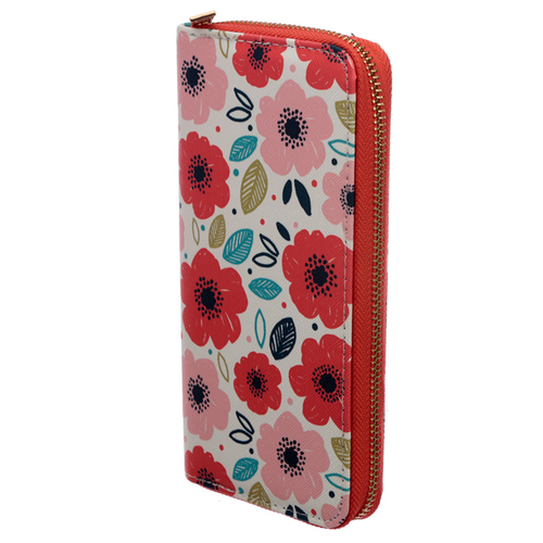 Large Zip Around Wallet - Poppy Fields