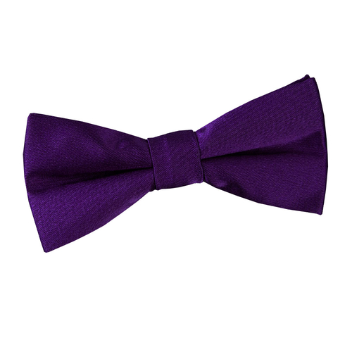 Plain Satin Pre-Tied Bow Tie - Boys - Purple