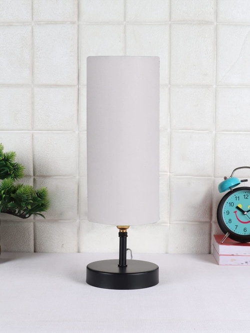 Iron Table lamp with Grey Cotton Shade