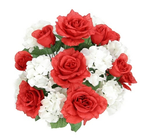 Admired by Nature GPB5323-RD-CM Artificial Full Blooming Rose & Hydran