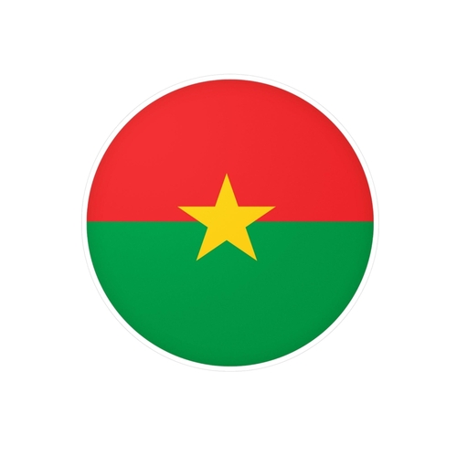 Autocollant rond Drapeau du Burkina Faso Drapeau du Burkina Faso en pl