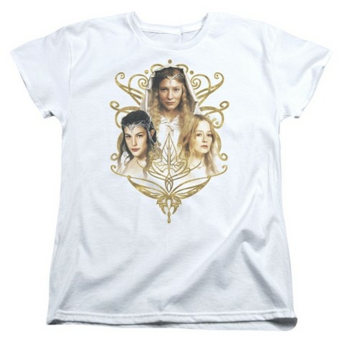 Trevco Lor-Women Of Middle Earth Short Sleeve Womens Tee- White - Smal