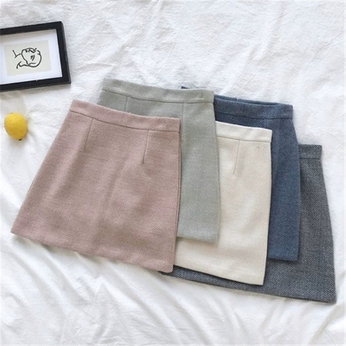 Korean Women Striped Package Hip Skirt Female