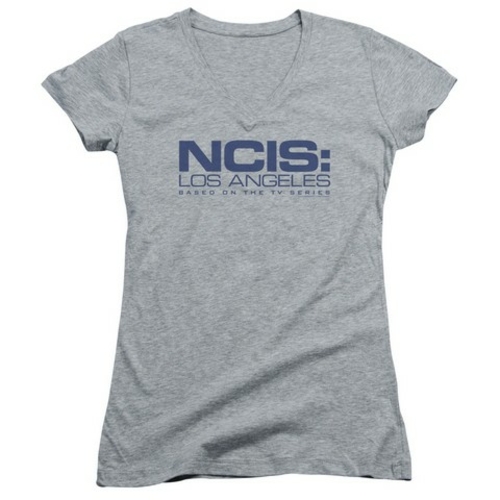 Trevco Ncis La-Logo - Junior V-Neck Tee - Heather- Medium