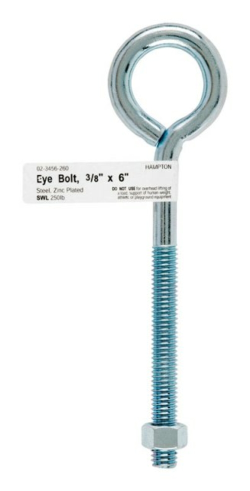 Hampton 02-3456-260 Bolt Eye Closed with Hex Nut  0.375 x 6 in. - pack