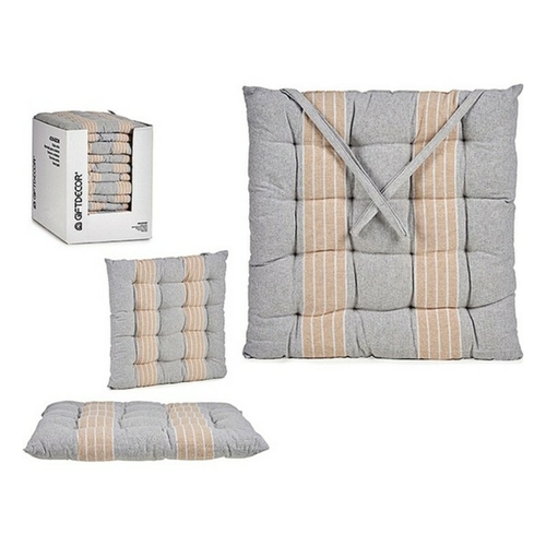 Chair cushion Stripes 40 x 5,5 x 40 cm Grey Beige