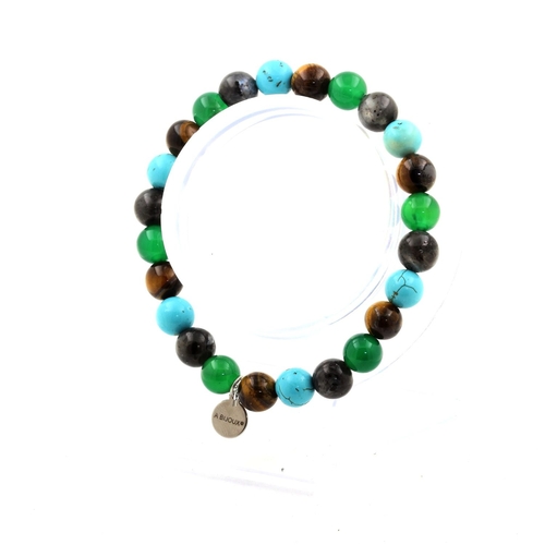 Tiger's Eye + Labradorite + Turquoise + Green Agate Bracelet