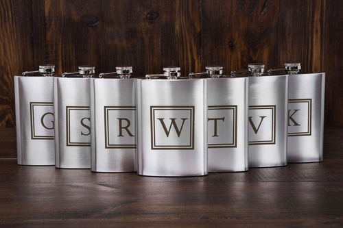 Personalized Flasks Custom Initial Engraved Flask Groomsmen Flask