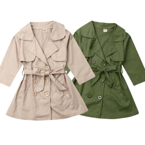 2 7Y Kids Baby Girl Child Wind Jacket Trench Coat