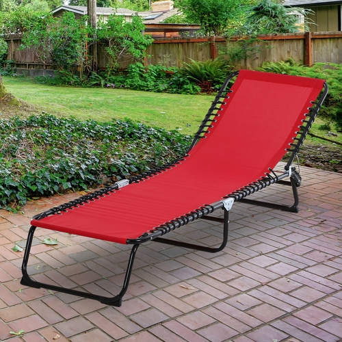 Outsunny Adjustable Folding Beach Bed Reclining Lounger Cot