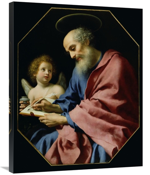 28 x 35 in. St. Matthew Writing His Gospel Art Print - Carlo Dolci