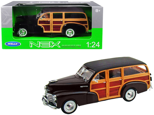 1948 Chevrolet Woody Fleetmaster Dark Brown 1/24 Diecast Model Car by