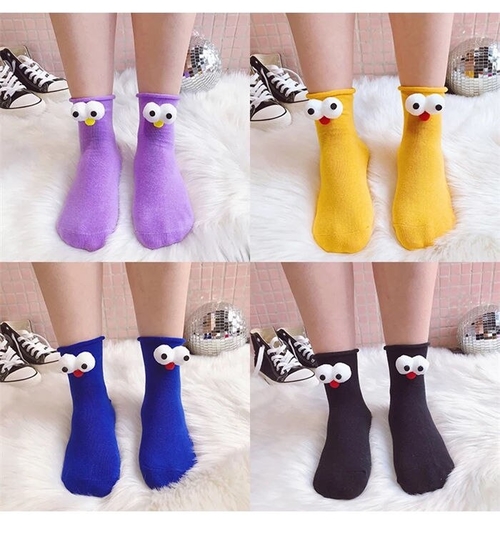 1 Pair Children Winter 3D Big Eye Warm Heap Socks